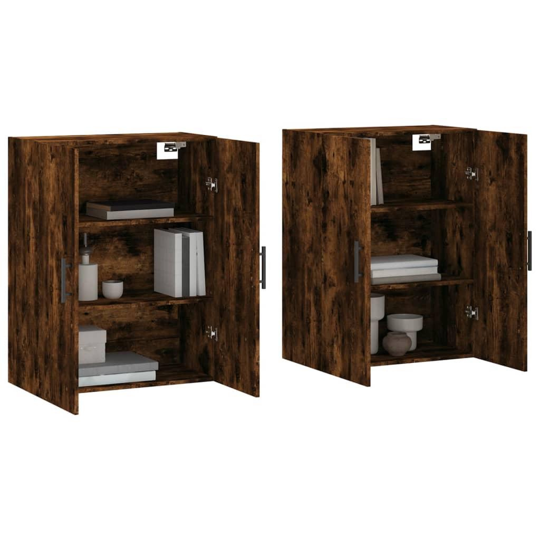 Voir la diapositive 3 : VIDAXL Armoires murales 2 pcs chene fume 69,5x34x90 cm