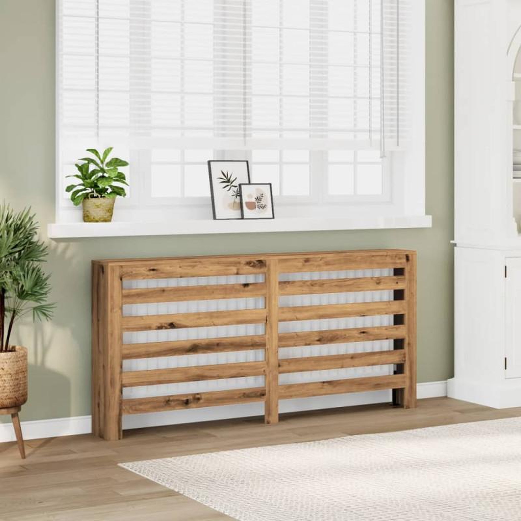 Voir la diapositive 1 : VIDAXL Cache radiateur chêne artisanal 175x20x82 cm bois d ingénierie