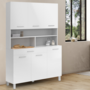 Voir la diapositive 2 : ID MARKET Buffet de cuisine 120 CM CINA 6 portes + tiroir blanc et blanc brillant