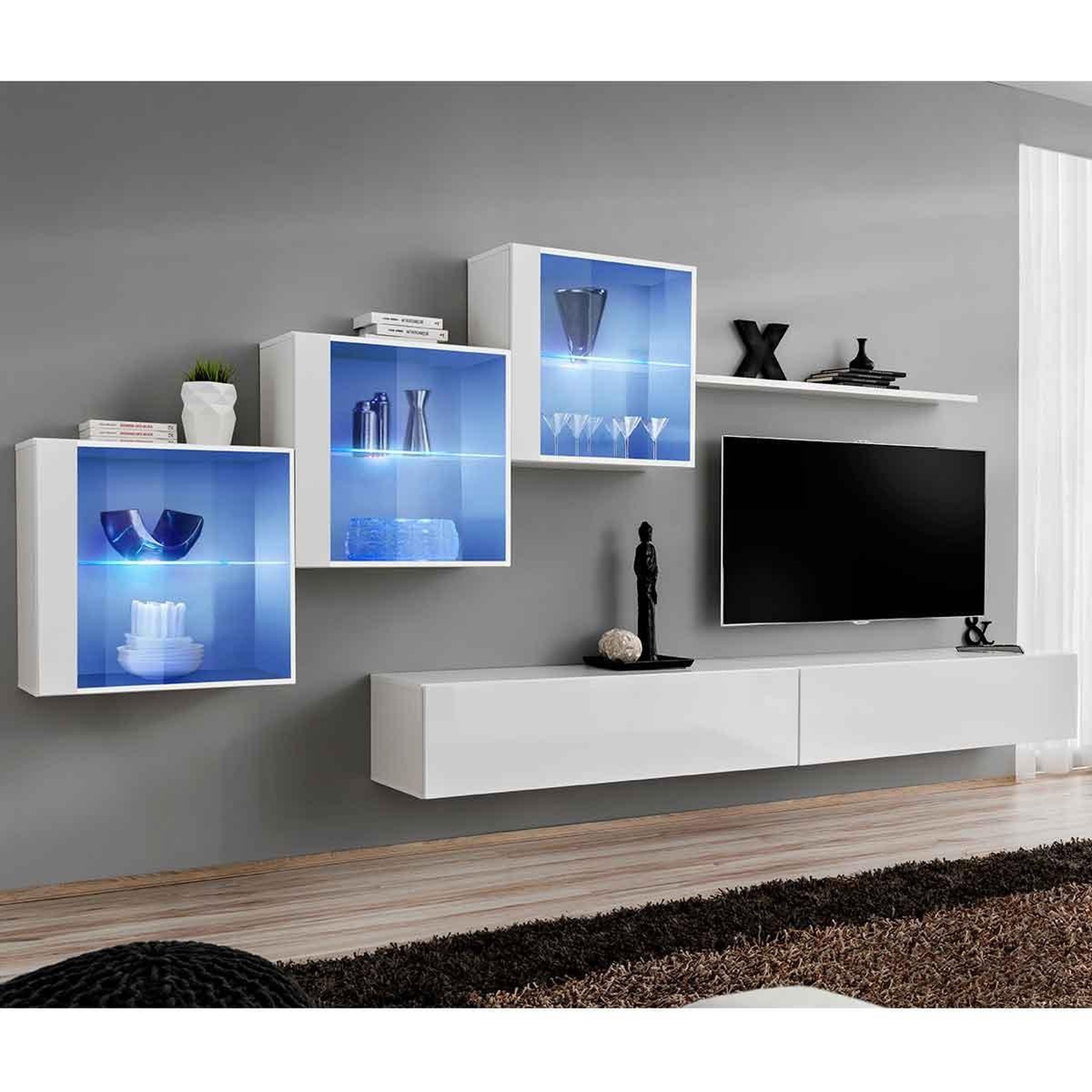Paris Prix Meuble tv mural design  switch xx  330cm blanc