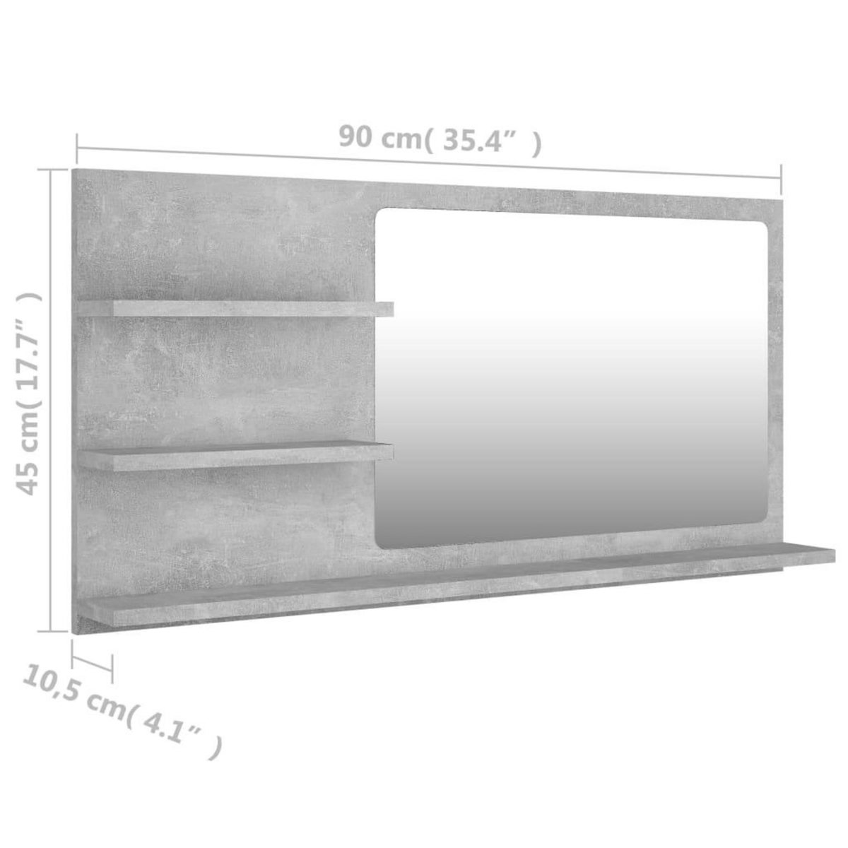 VIDAXL Miroir de salle de bain gris beton bois d'ingenierie
