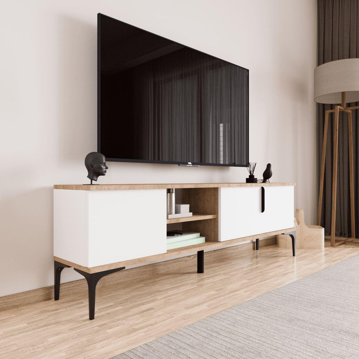 Habitat et Jardin Meuble TV en bois  Tarz  180 x 33 x 49 cm - Blanc