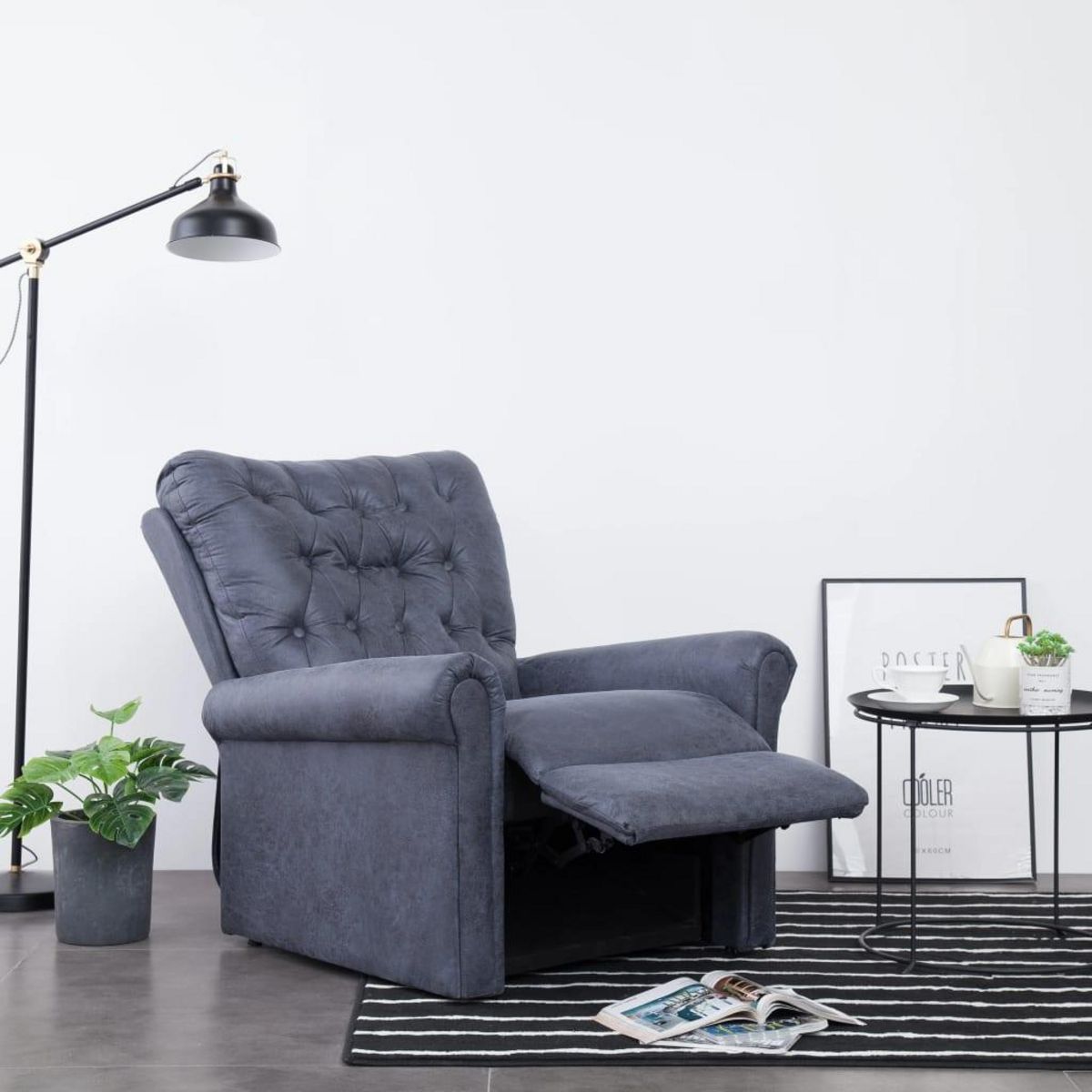 VIDAXL Chaise inclinable Gris Similicuir daim