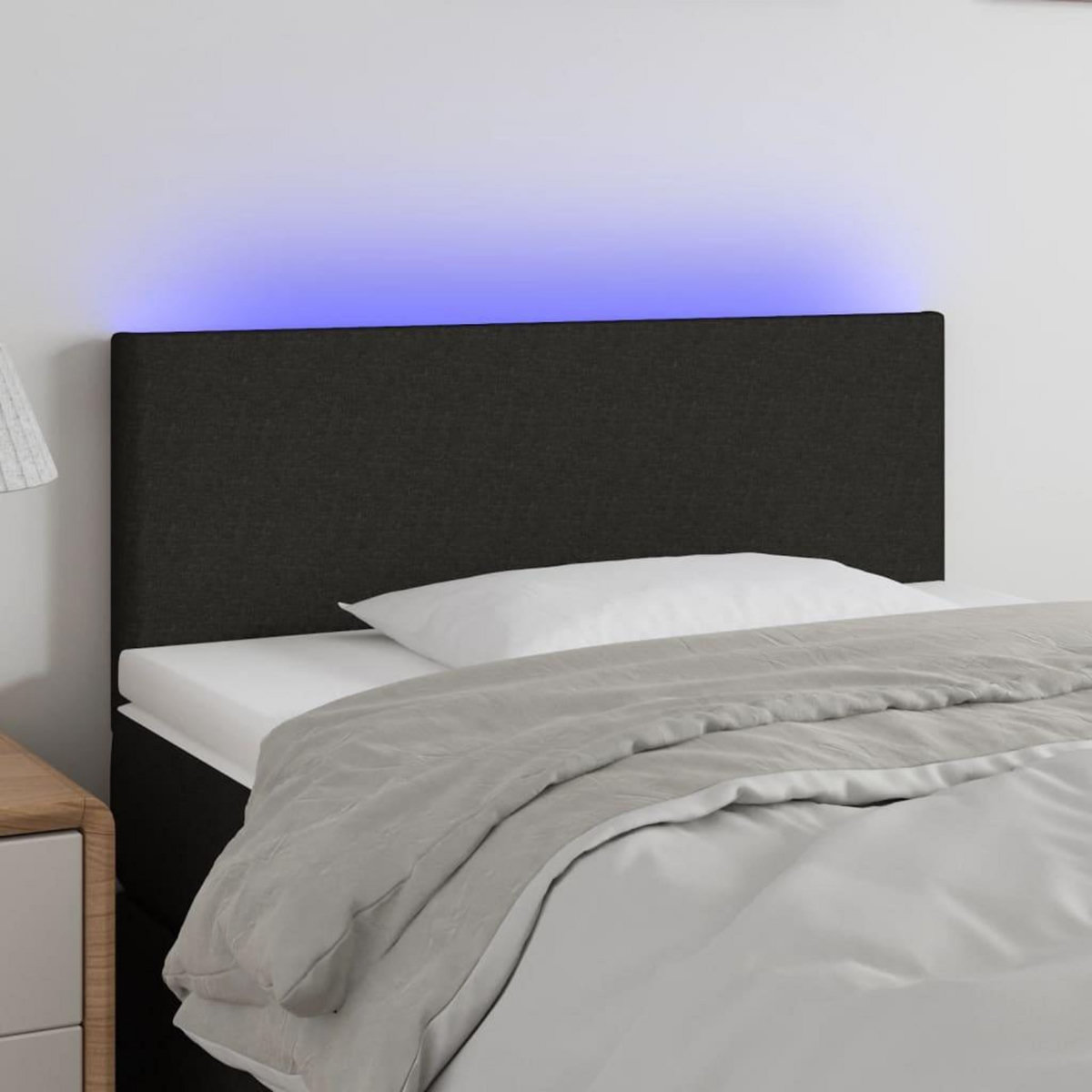 VIDAXL Tete de lit a LED Noir 100x5x78/88 cm Tissu