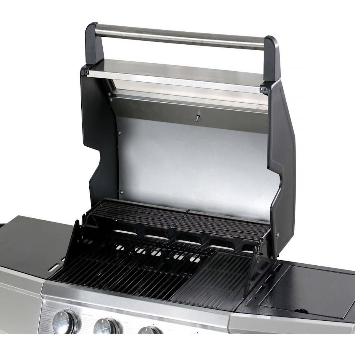 Habitat et Jardin Barbecue gaz avec couvercle en verre  Bingo 5  - 4 brûleurs + 1 latéral + Housse protection - 15.2 kW - Noir