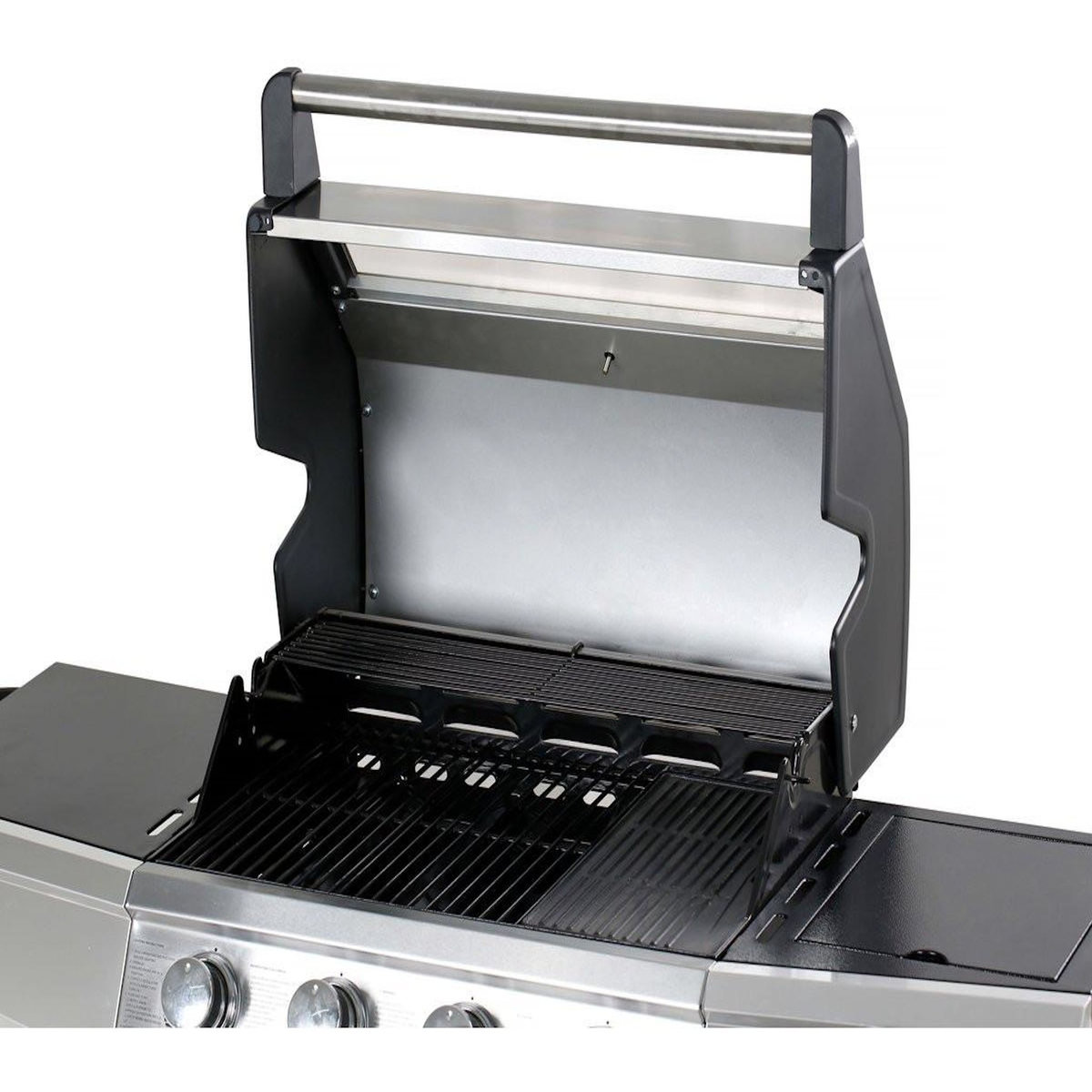 Habitat et Jardin Barbecue gaz avec couvercle en verre  Bingo 5  - 4 brûleurs + 1 latéral + Housse protection - 15.2 kW - Noir