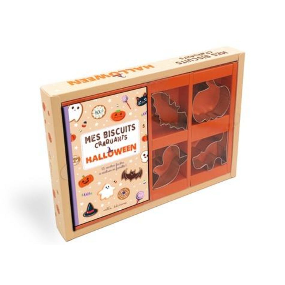 MES BISCUITS CRAQUANTS HALLOWEEN. 15 RECETTES FACILES A REALISER EN FAMILLE ! COFFRET AVEC 4 EMPORTE-PIECES, Mila Editions