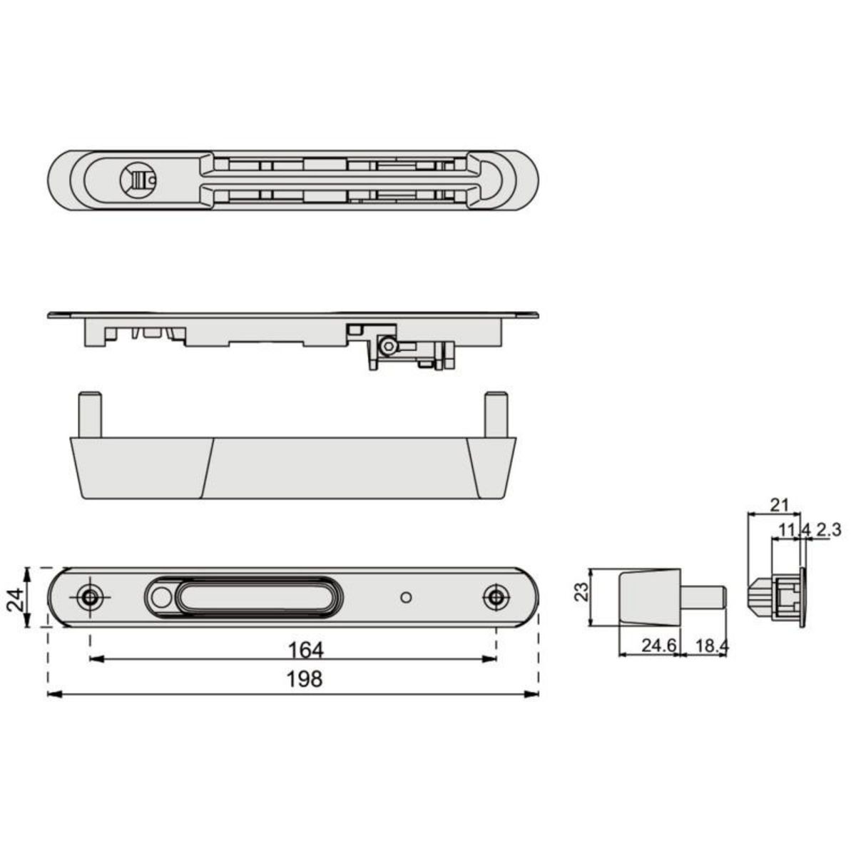 LA CROISEE DS Fermeture encastrée double à crochet SILENE noir RAL9005 LA CROISEE DS DS8299 013