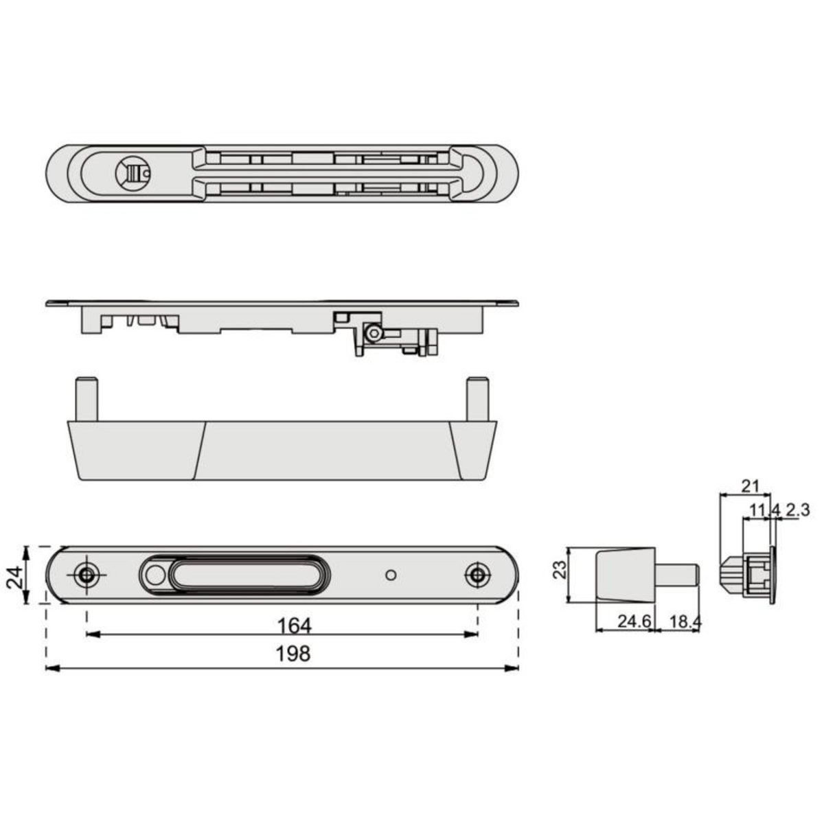 LA CROISEE DS Fermeture encastrée double à crochet SILENE noir RAL9005 LA CROISEE DS DS8299 013