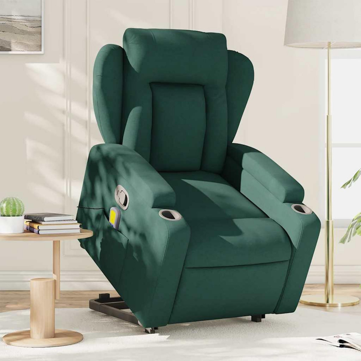 VIDAXL Fauteuil inclinable de massage Vert fonce Tissu