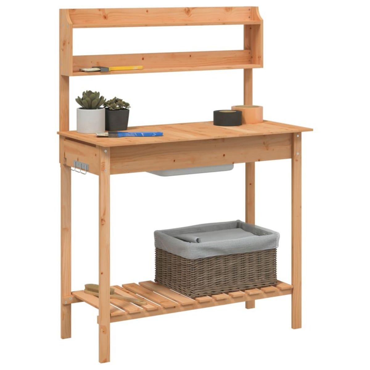 VIDAXL Table de rempotage avec evier marron bois massif de sapin