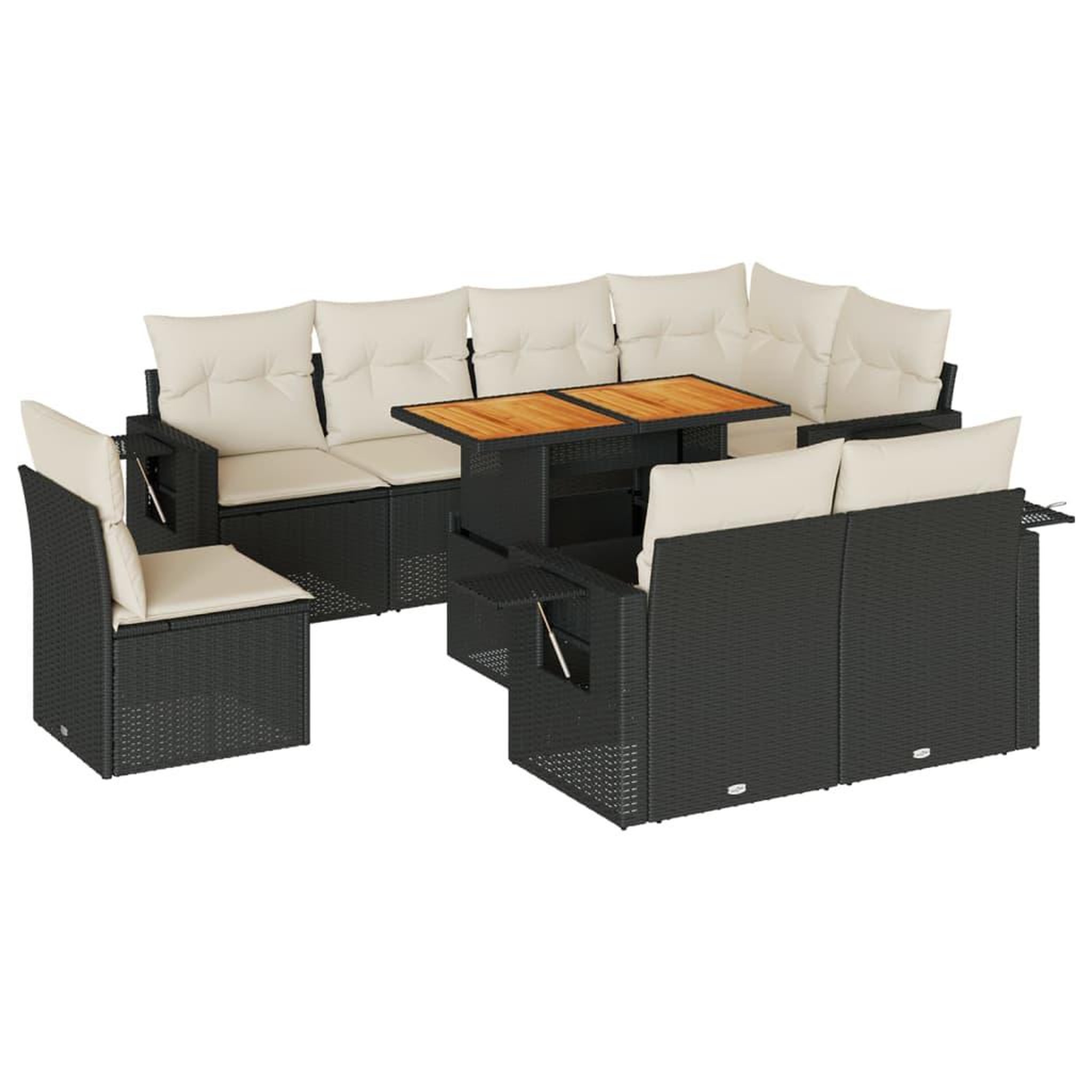 Voir la diapositive 2 : VIDAXL Salon de jardin 9 pcs avec coussins noir resine tressee