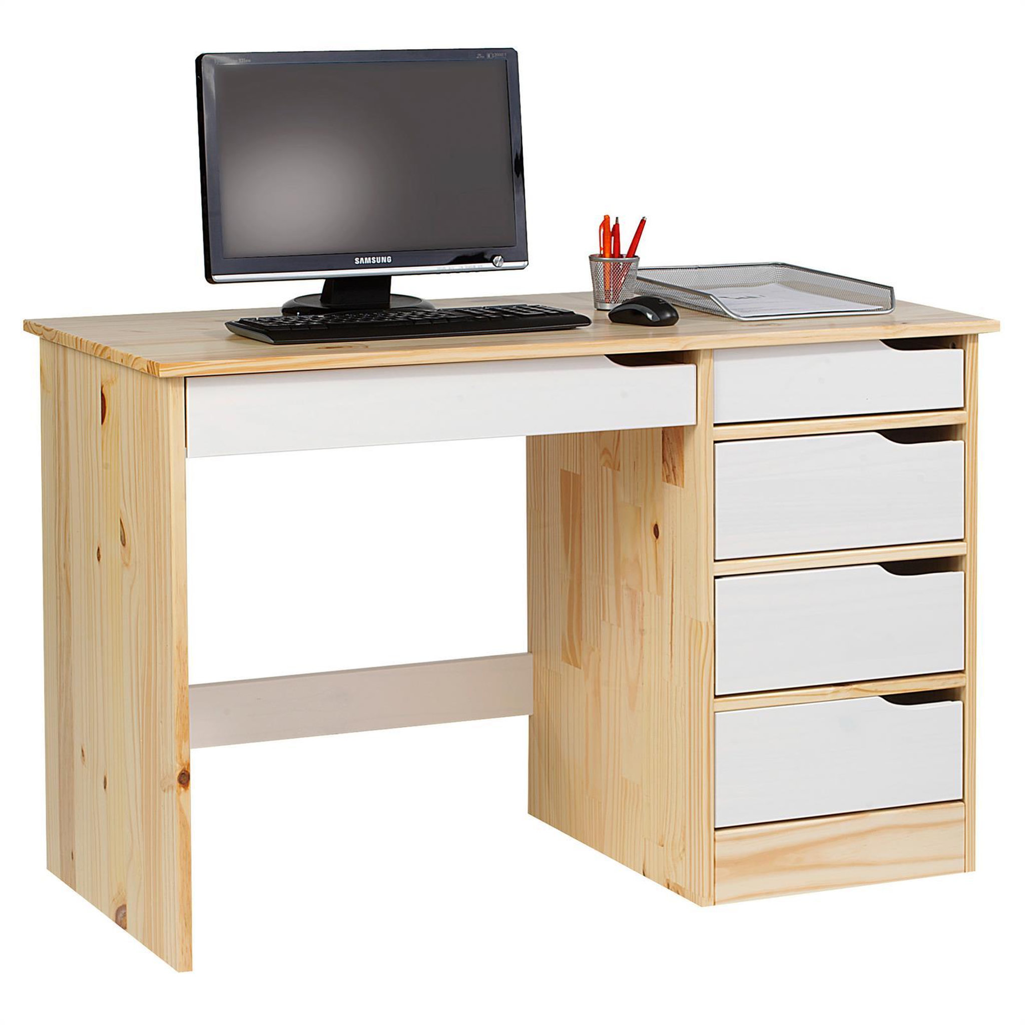 Voir la diapositive 1 : IDIMEX Bureau en pin massif HUGO