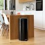 Voir la diapositive 2 : BATIMEX Poubelle de cuisine à pédale basique chic cylindrique 30L URBAN Noir mat en acier inox avec seau