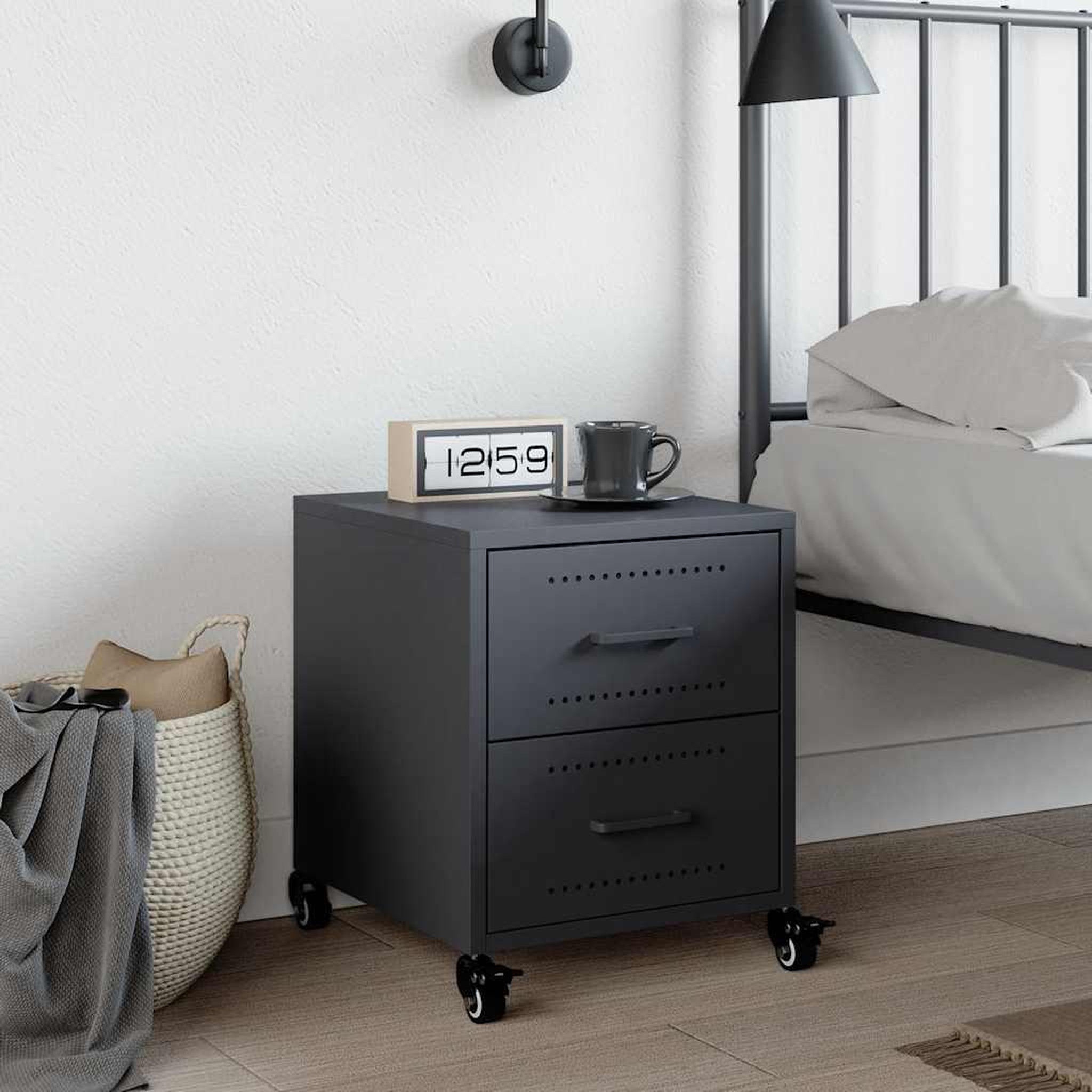 Voir la diapositive 3 : VIDAXL Table de chevet anthracite 36x39x43,5 cm acier
