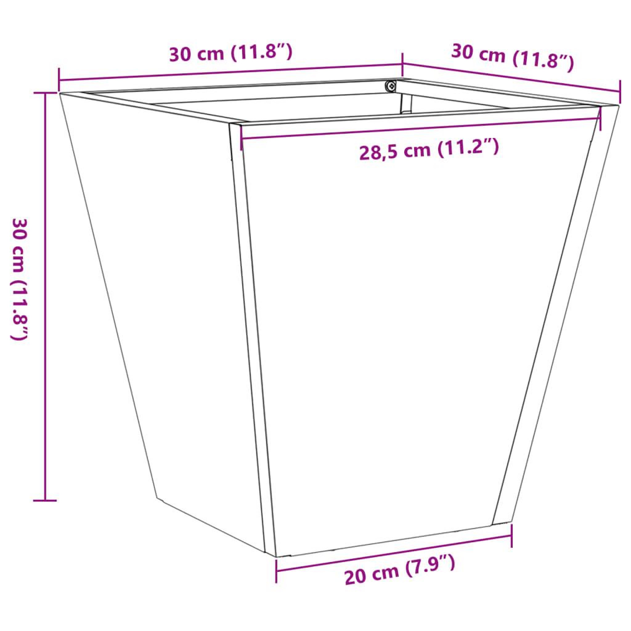 Voir la diapositive 6 : VIDAXL Jardiniere anthracite 30x30x30 cm acier