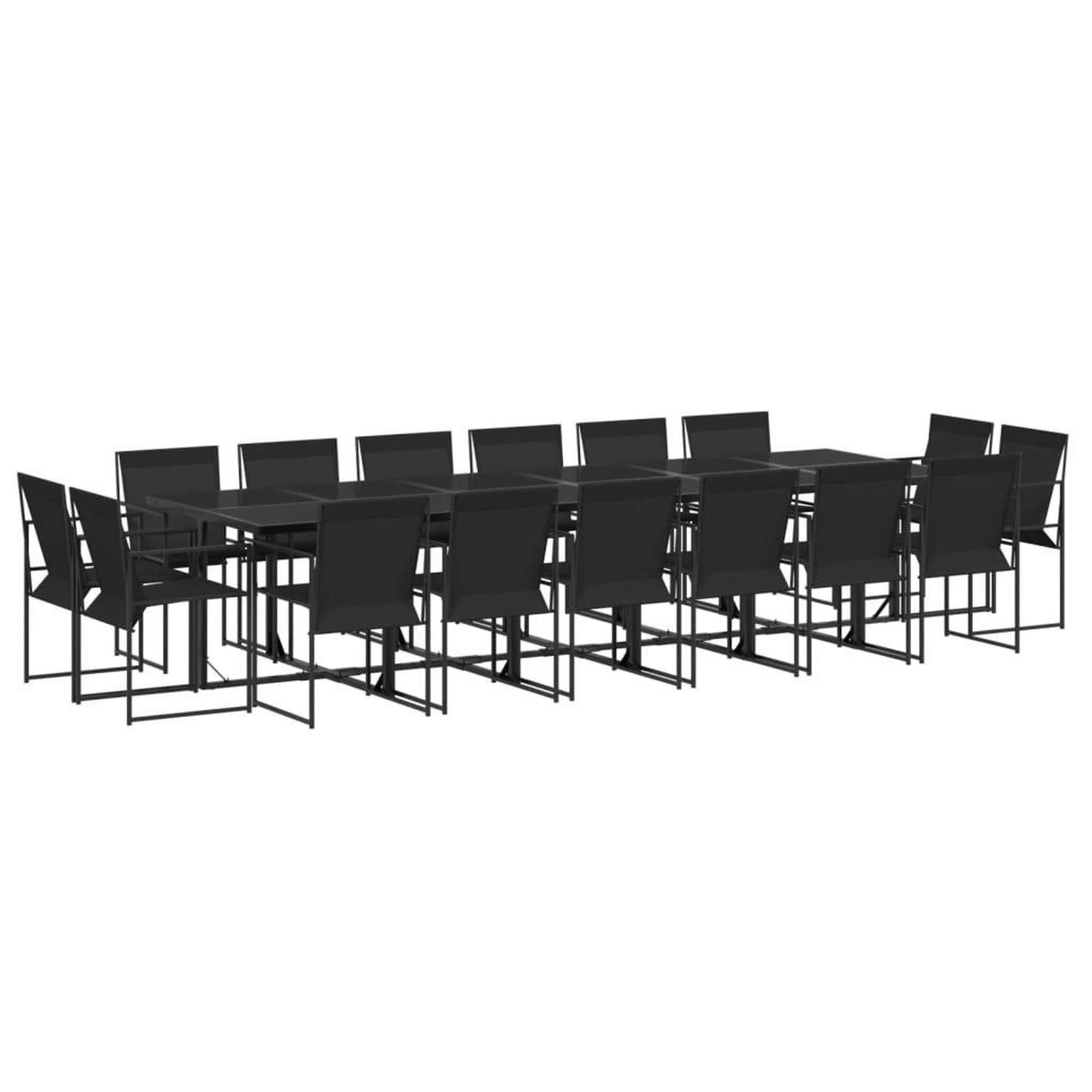 Voir la diapositive 2 : VIDAXL Ensemble a manger de jardin 17 pcs noir textilene