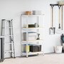 Voir la diapositive 3 : VIDAXL Etagere de rangement 4 niveaux Argente Acier et bois ingenierie