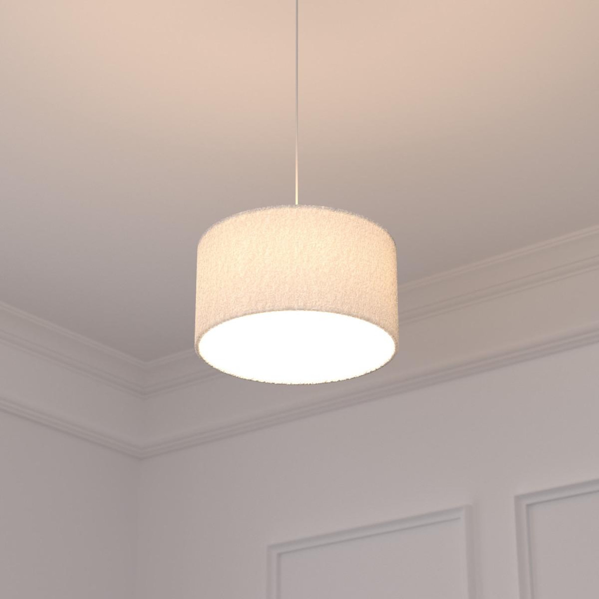 Voir la diapositive 4 : ATMOSPHERA Lampe Suspension Bouclette  Tina  37cm Blanc