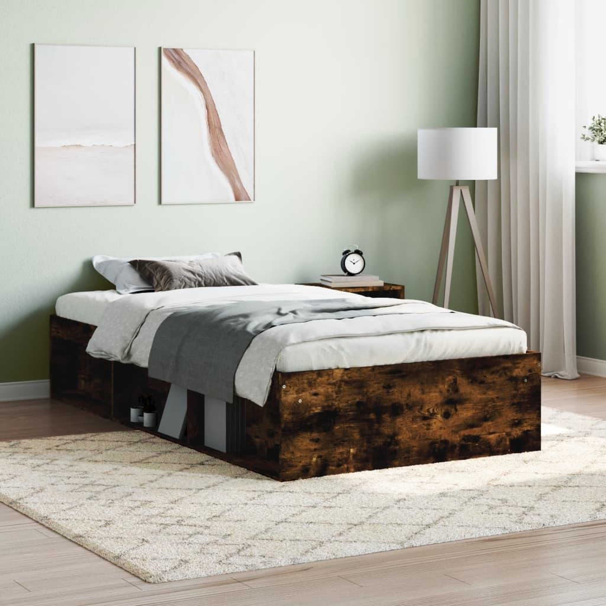 VIDAXL Cadre de lit sans matelas chene fume 90x190 cm