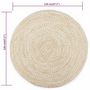 Voir la diapositive 5 : VIDAXL Tapis fait a la main Jute Blanc et naturel 120 cm