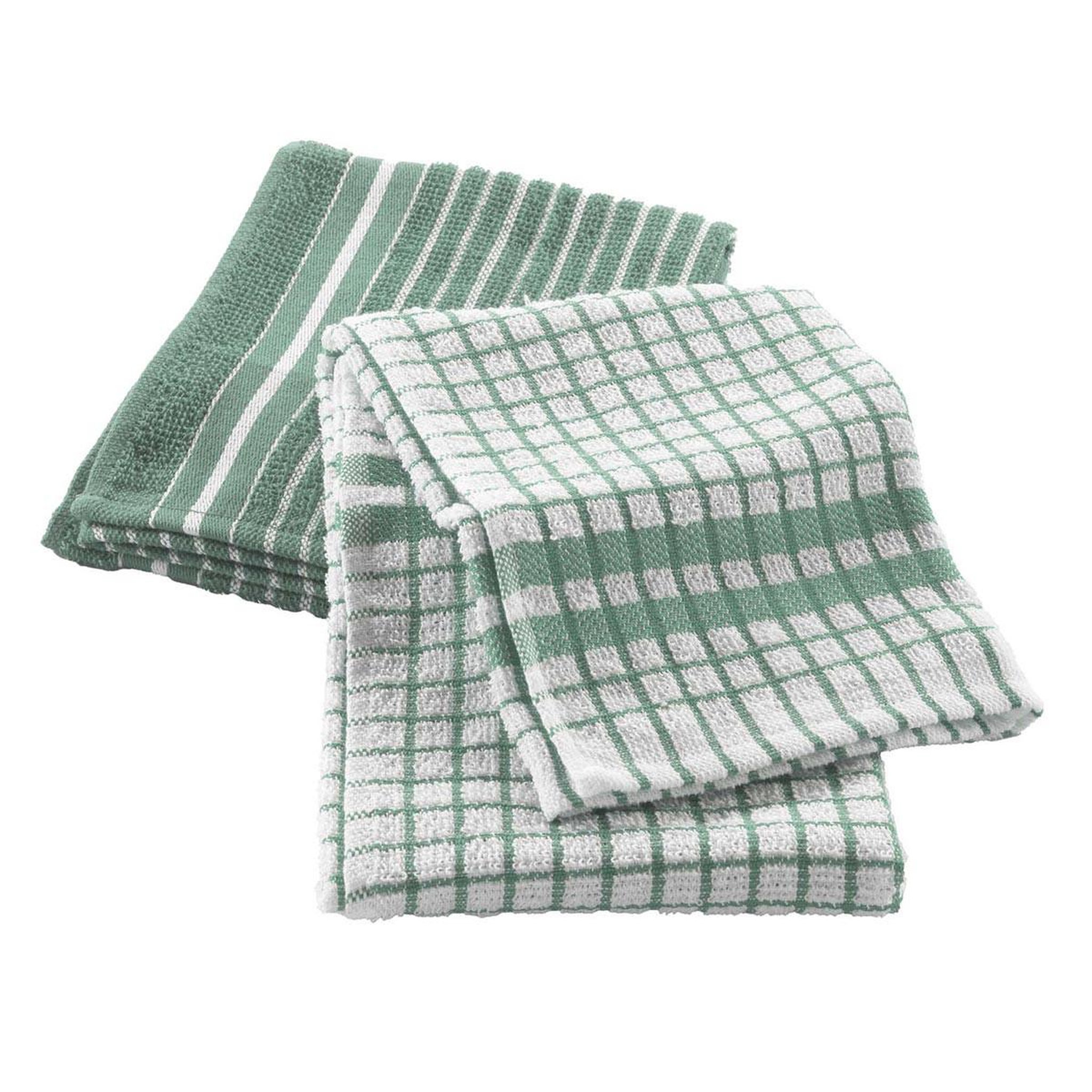 Douceur d'Intérieur Lot de 2 torchons éponge  classico  50x70cm vert cèdre