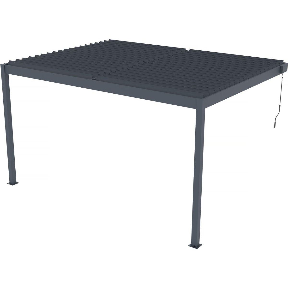 Habitat et Jardin Pergola adossée en aluminium  Windsor  - Gris anthracite - 3 x 4 m