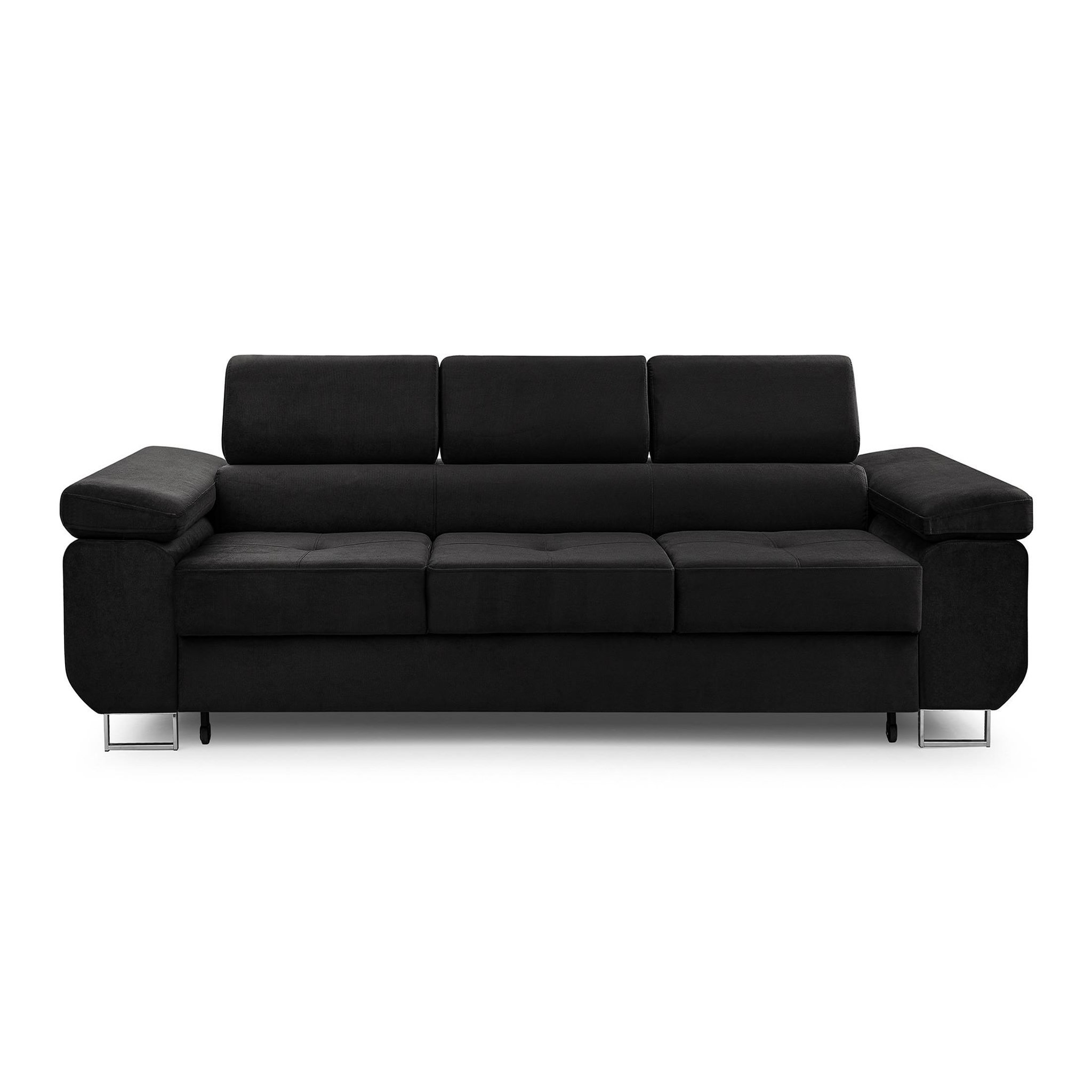 Voir la diapositive 5 : BEST MOBILIER Pablo - canapé 3 places - convertible avec têtières réglables - en velours