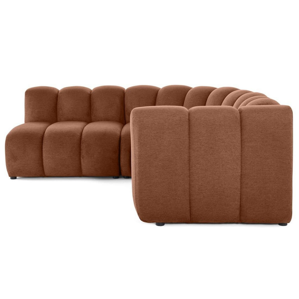 LISA DESIGN Debbie - canapé modulable d'angle gauche 4 places avec accoudoir en tissu texturé