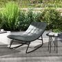 Voir la diapositive 4 : OUTSUNNY Lot de 2 fauteuils à bascule de jardin avec matelas style Chesterfield acier noir tissu gris