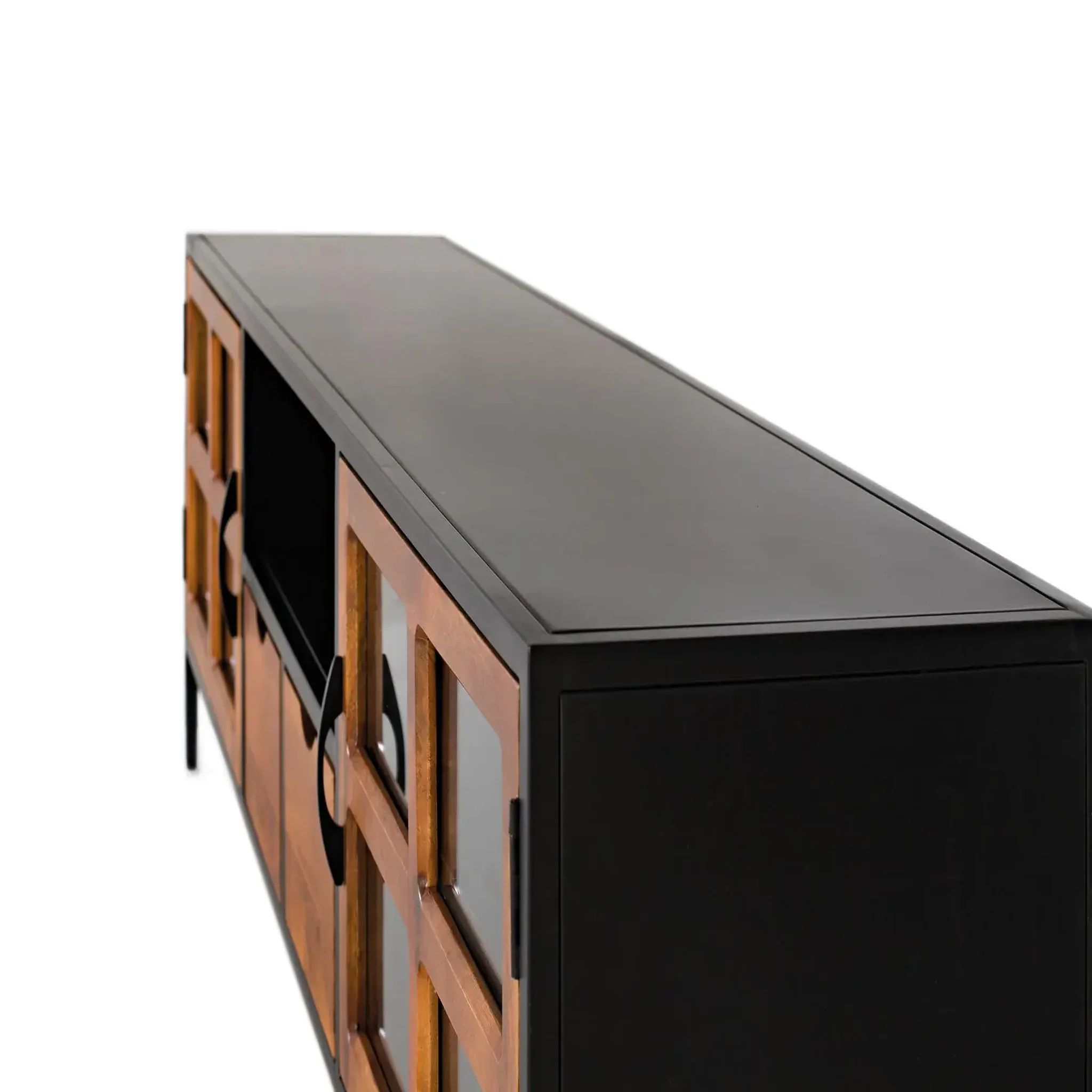 Voir la diapositive 3 : GINER Y COLOMER SL Meuble tv en bois de manguier 180 cm style industriel