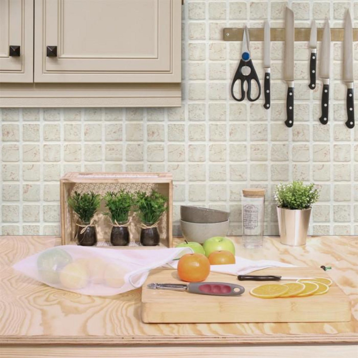 Paris Prix Lot de 6 Sacs Réutilisables  Utile  41cm Multicolore