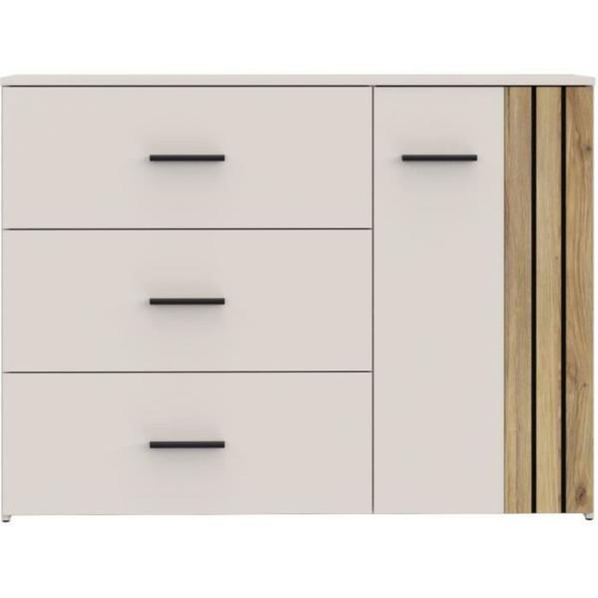 Voir la diapositive 3 : Commode - WAIKATO - 3 tiroirs - 1 porte - Blanc - 119,9 x 41,3 x 89,7 cm