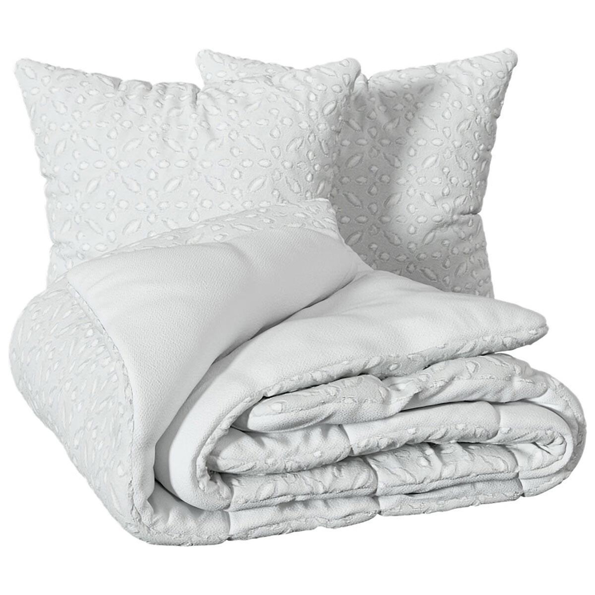 Voir la diapositive 2 : ATMOSPHERA Parure de lit jacquard 3 pièces  swan  240x220cm blanc
