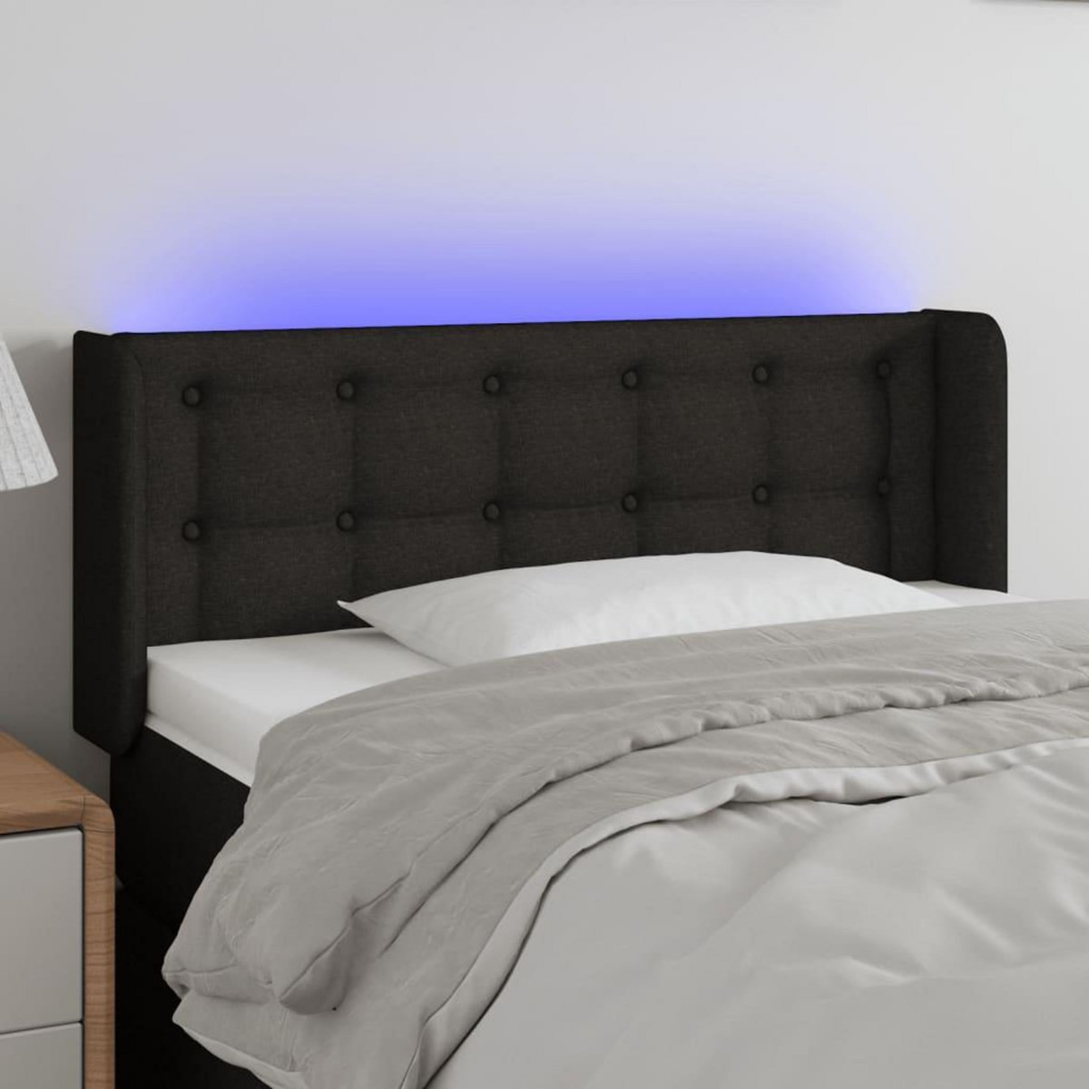 VIDAXL Tete de lit a LED Noir 93x16x78/88 cm Tissu