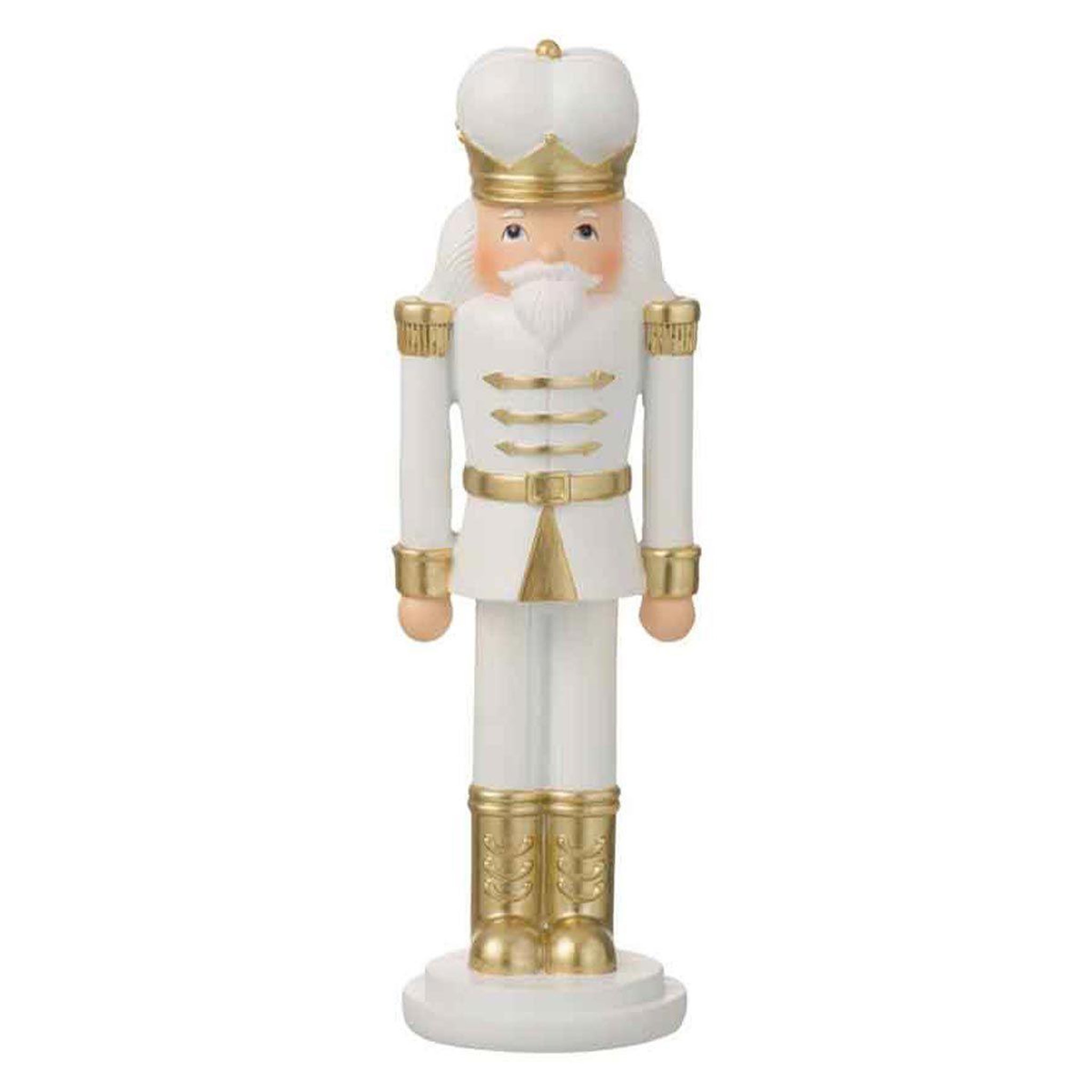 Voir la diapositive 1 : J-LINE Statuette déco  casse-noisette  28cm blanc & or