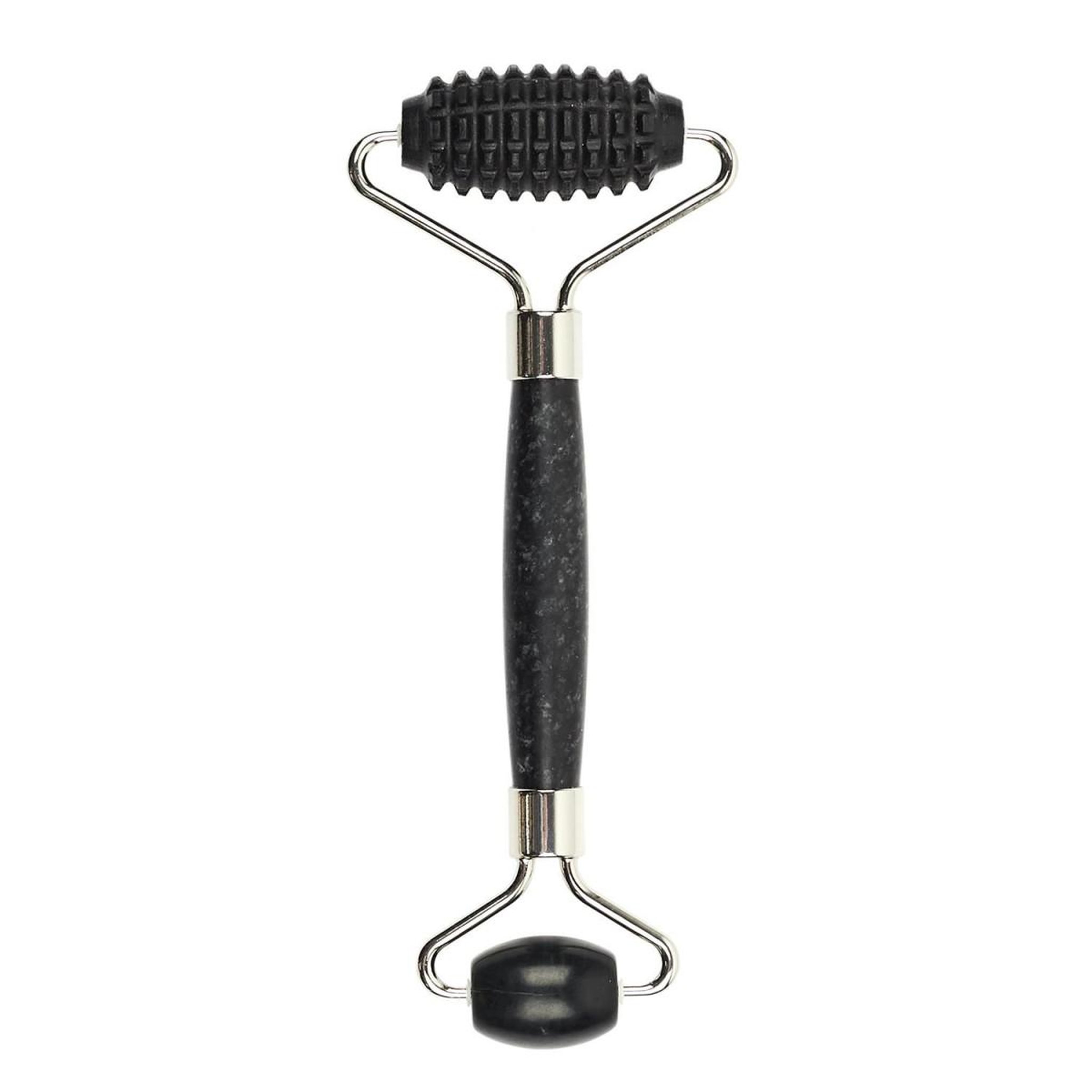 Cosmetic Club Rouleau de massage 2 en 1  jade  14cm noir