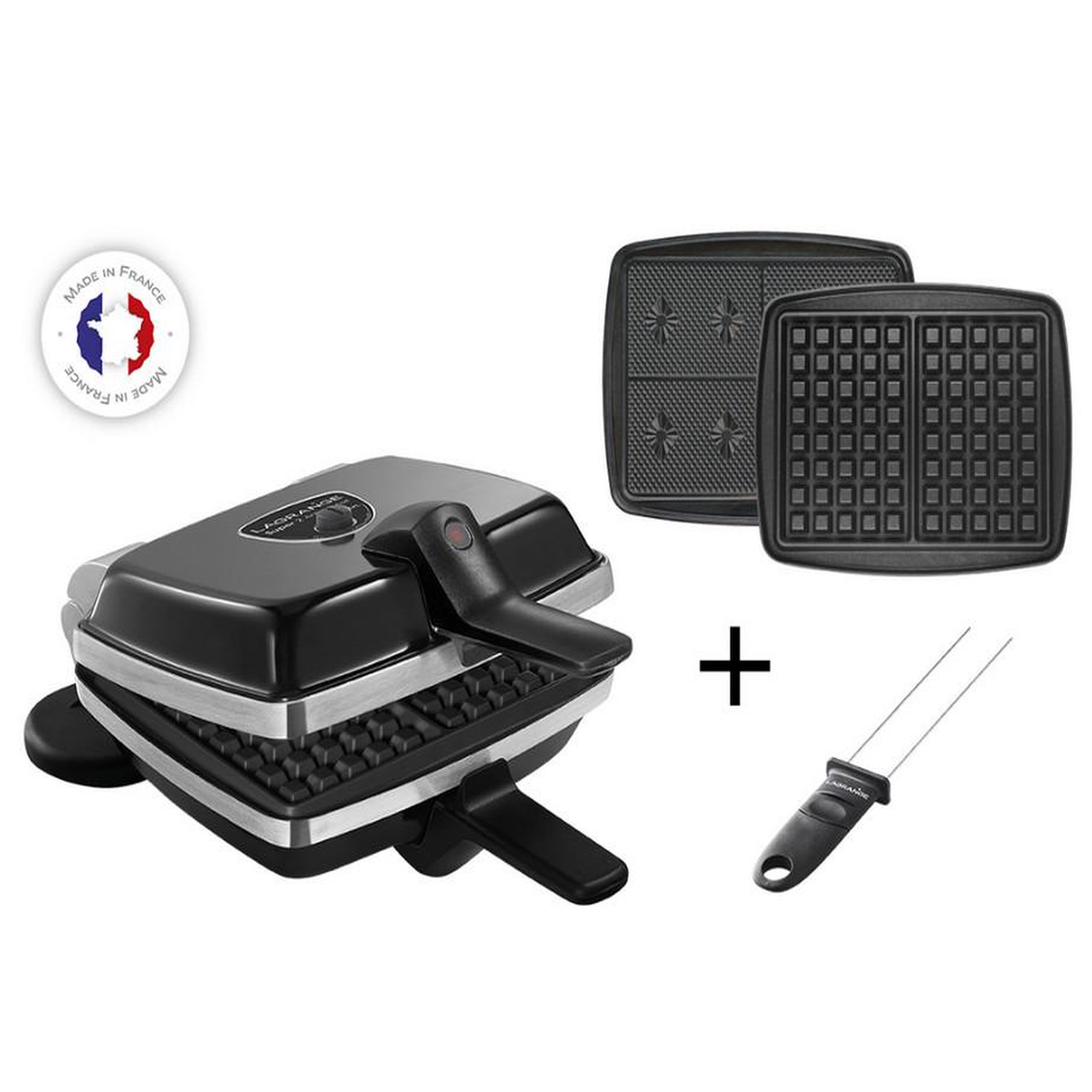 LAGRANGE Croque-gaufre-gaufrette 2 plaques 1000w noir - 039224