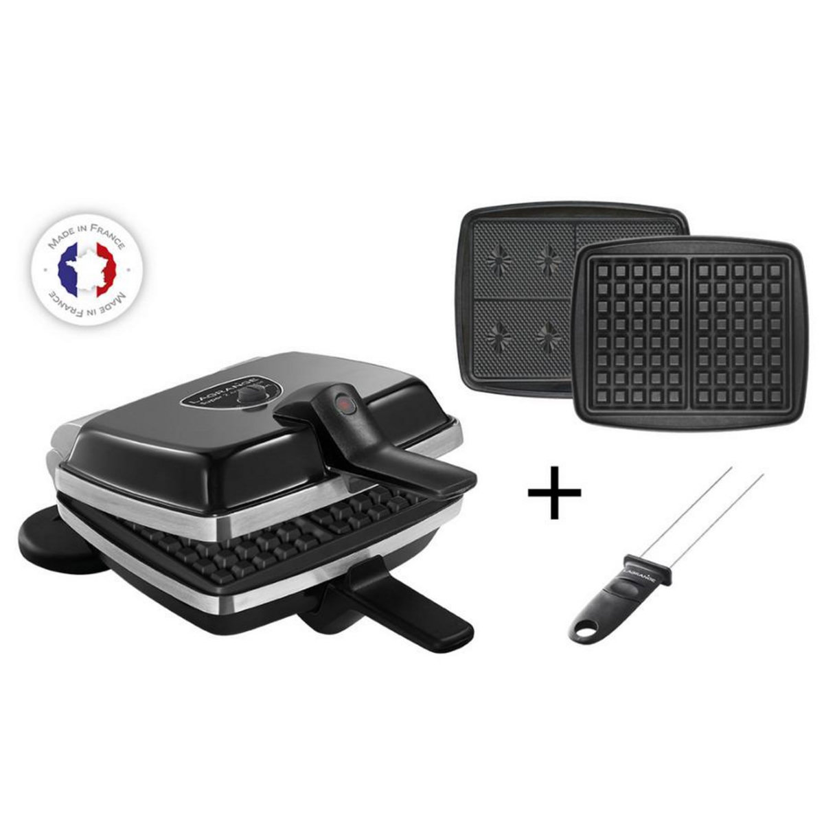 LAGRANGE Croque-gaufre-gaufrette 2 plaques 1000w noir - 039224