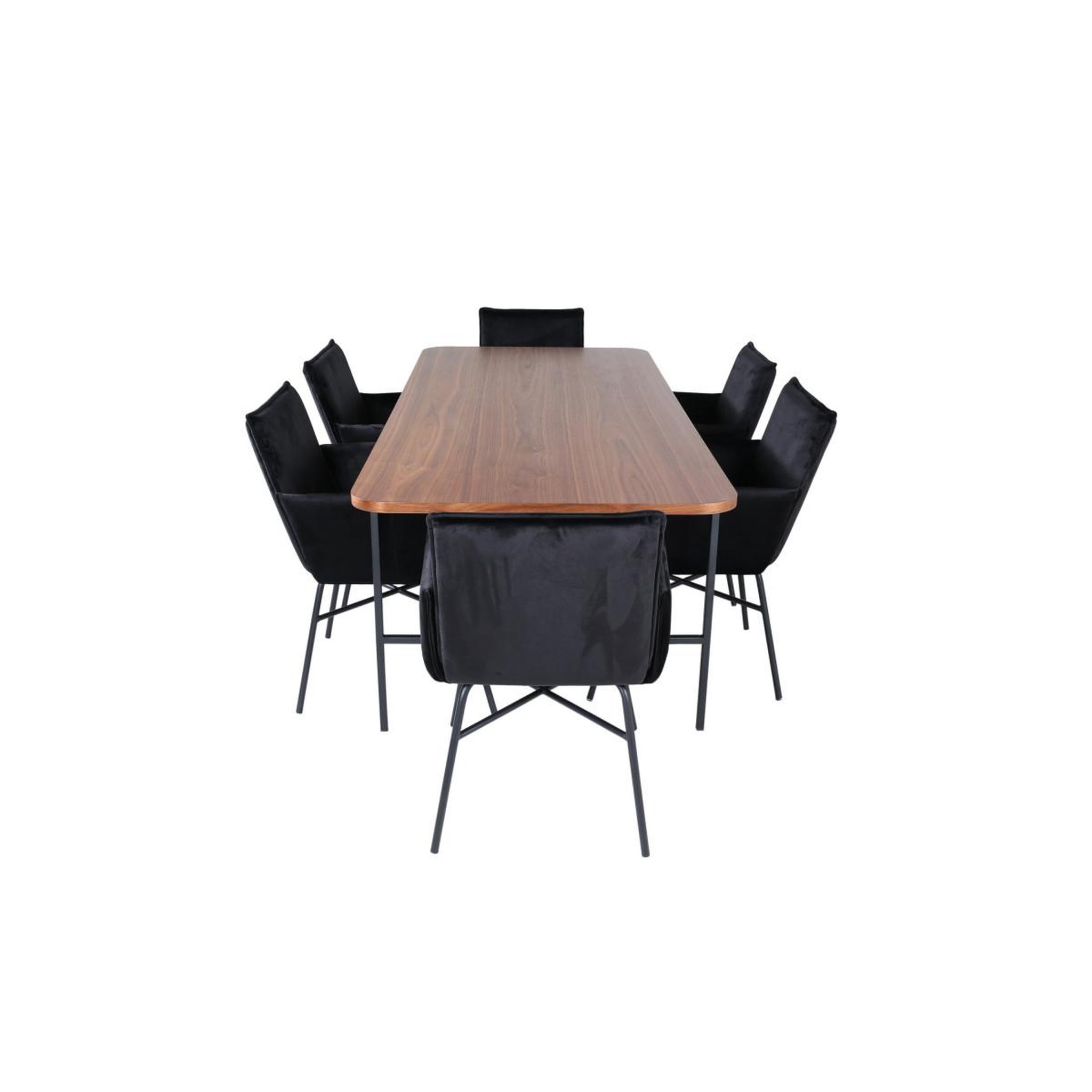 Voir la diapositive 2 : Paris Prix Ensemble table à manger & 6 chaises  uno & petra  200cm noir & marron