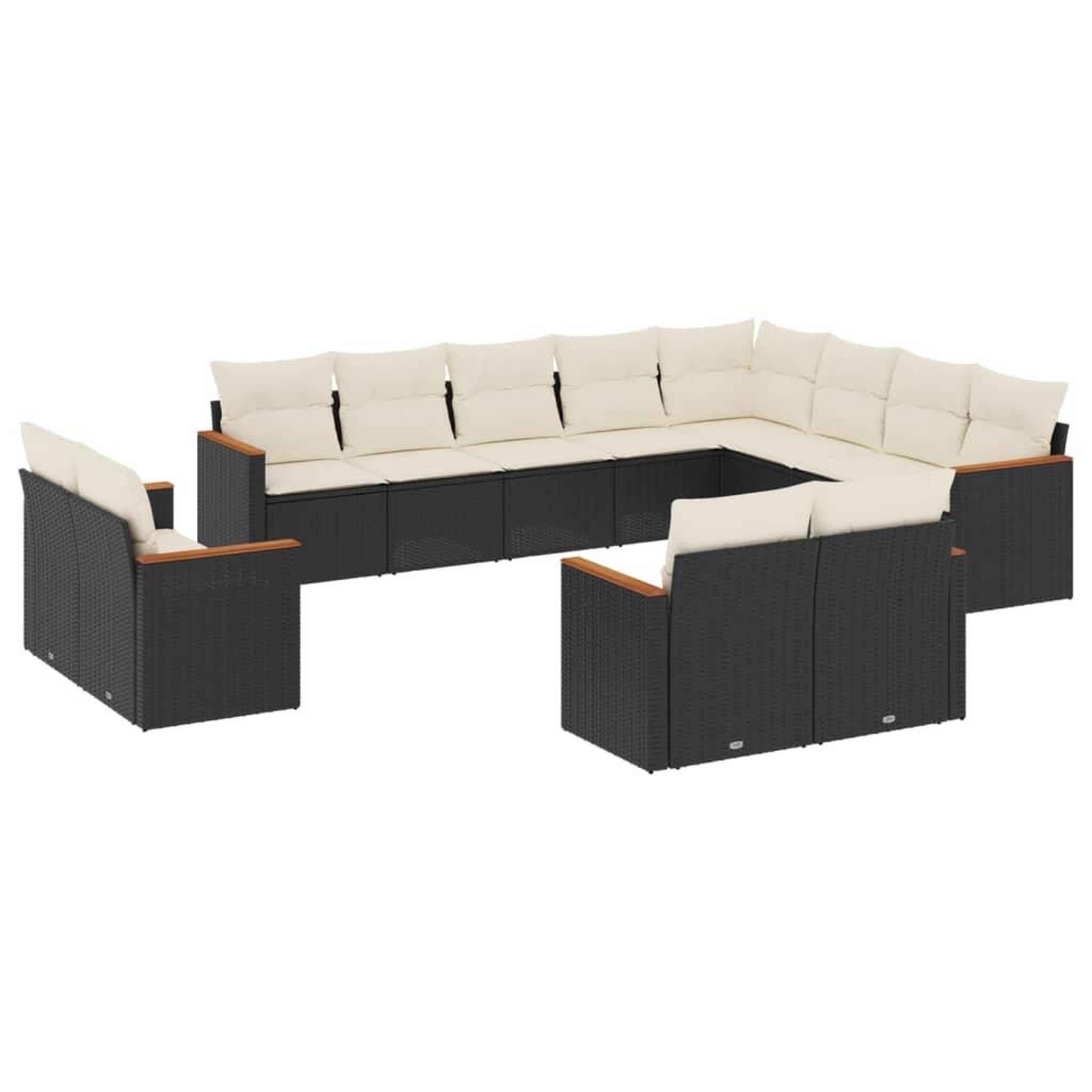Voir la diapositive 2 : VIDAXL Salon de jardin 12 pcs avec coussins noir resine tressee