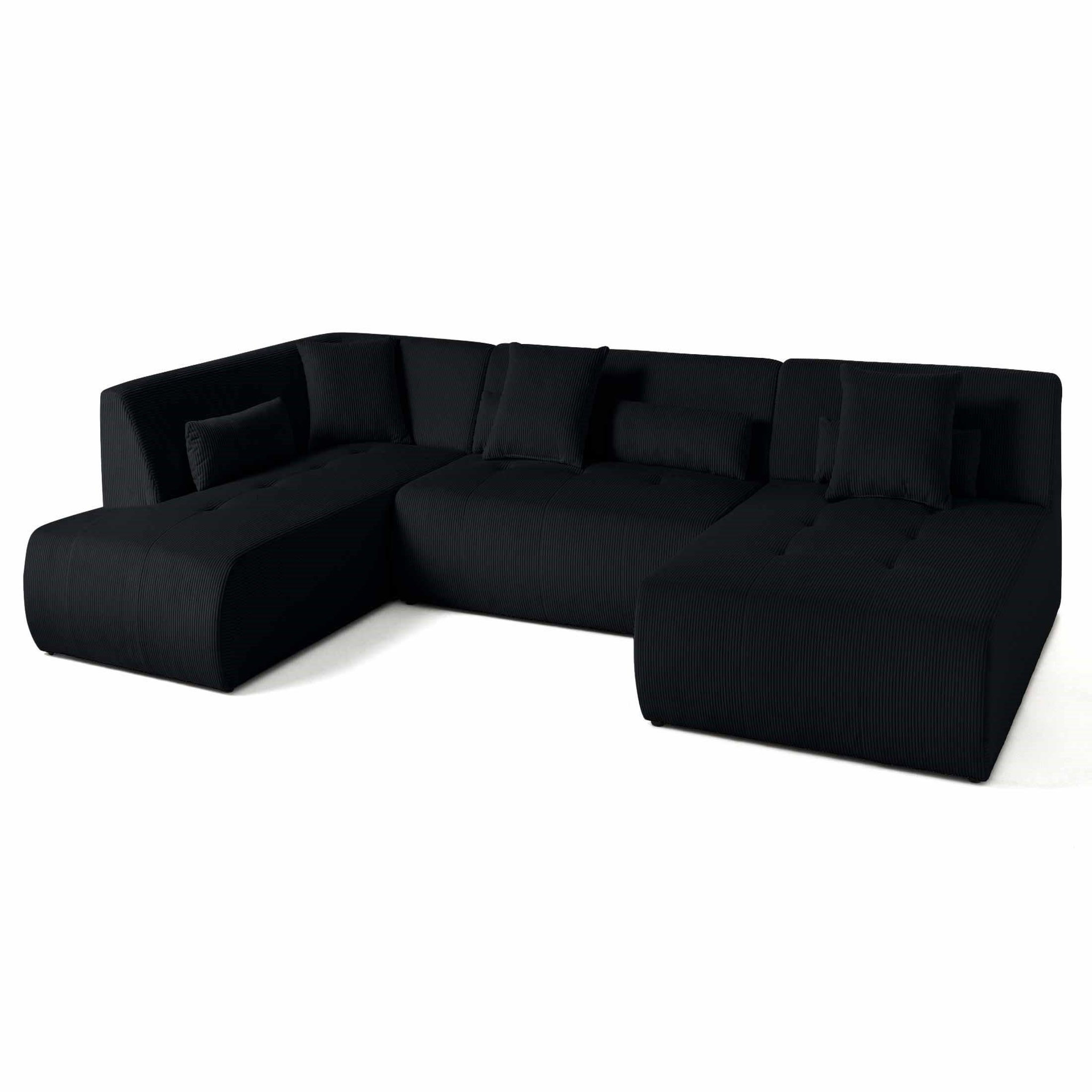 Voir la diapositive 4 : LISA DESIGN Onyx - canapé panoramique d'angle gauche 7 places - en velours côtelé