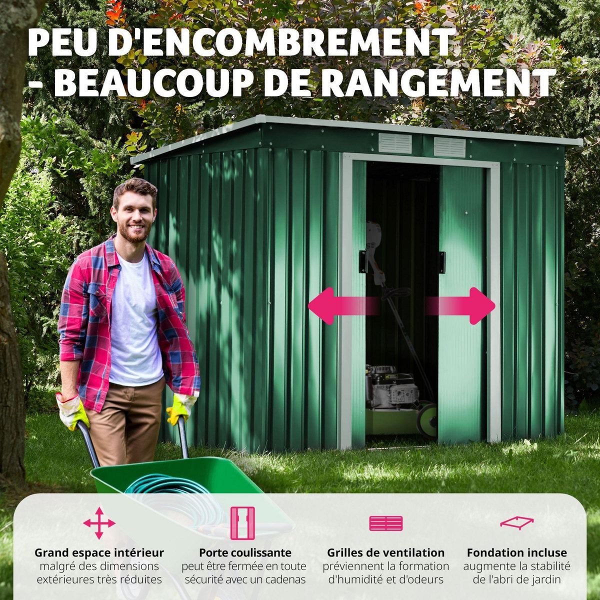 tectake Abri de jardin métal 2,7 m² toiture monopente En acier