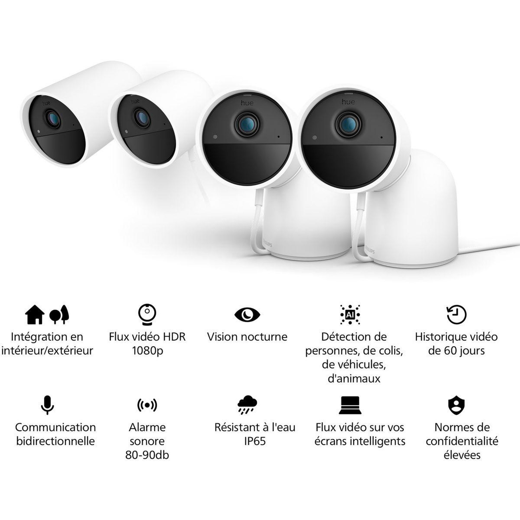 Voir la diapositive 4 : Philips Caméra de surveillance HUE SECURE avec support bureau blanche