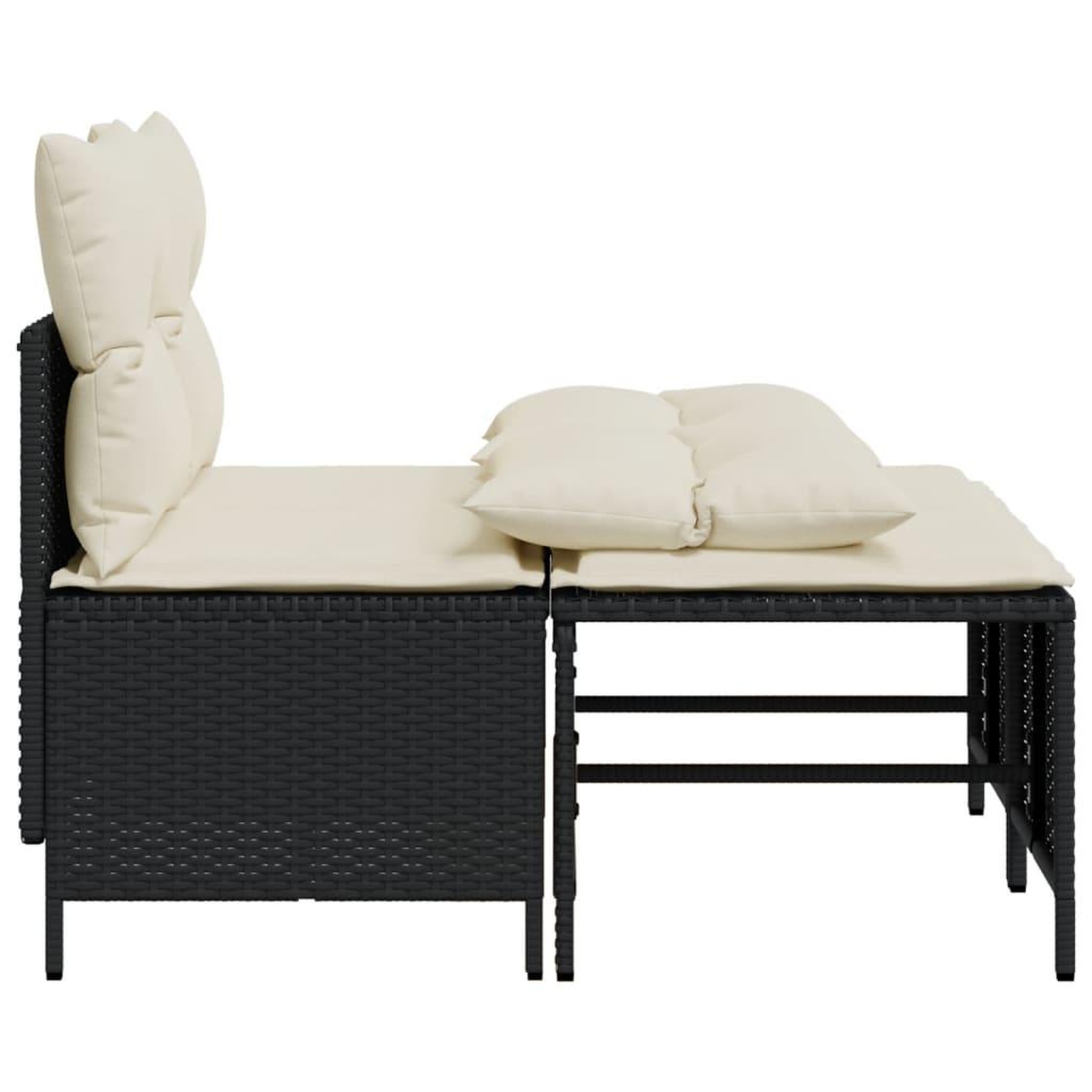 Voir la diapositive 4 : VIDAXL Salon de jardin 4 pcs avec coussins noir resine tressee