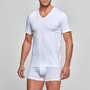  T-shirt homewear col V coton stretch Essentials blanc