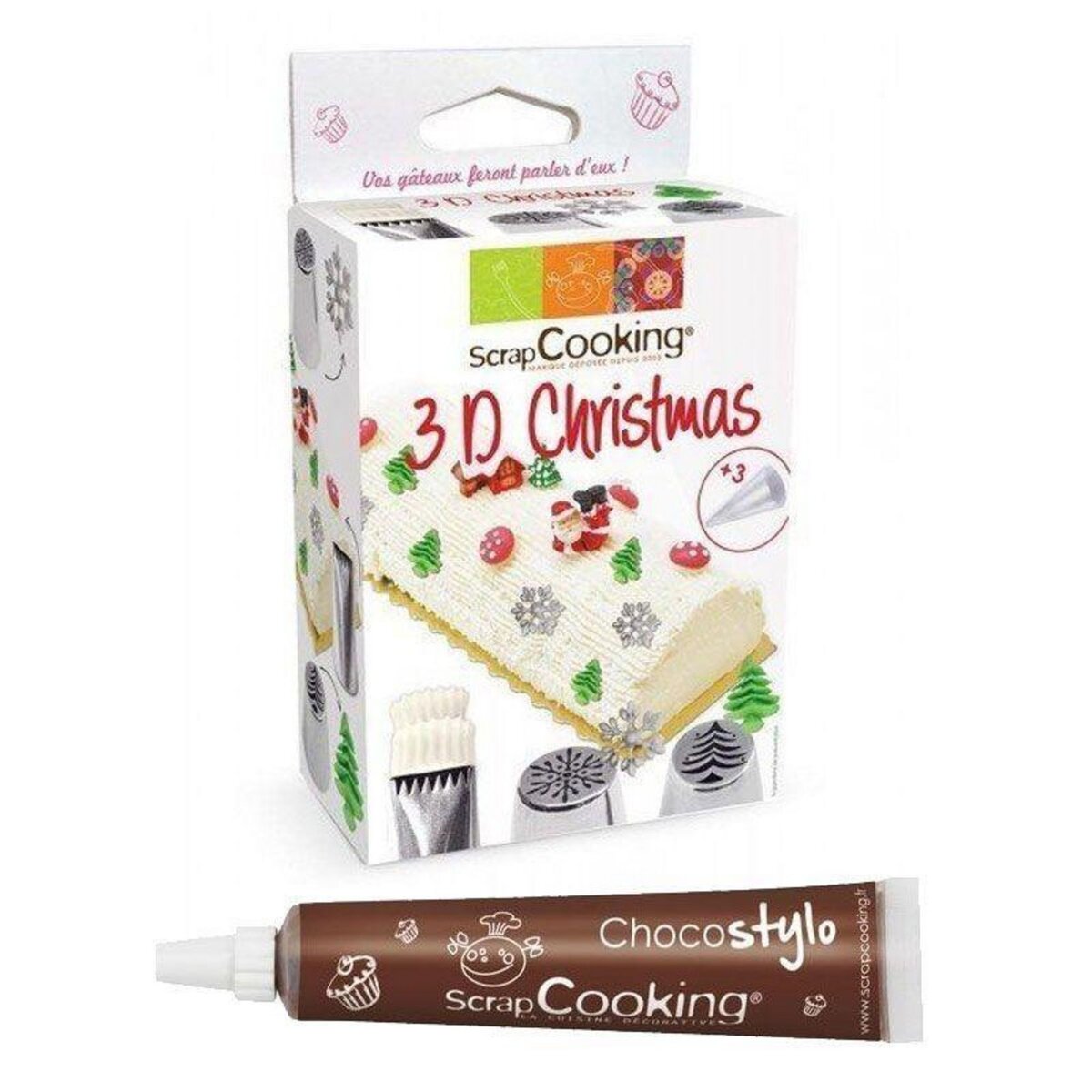 SCRAPCOOKING Kit de douilles à pâtisserie 3D Edition Noël + 1