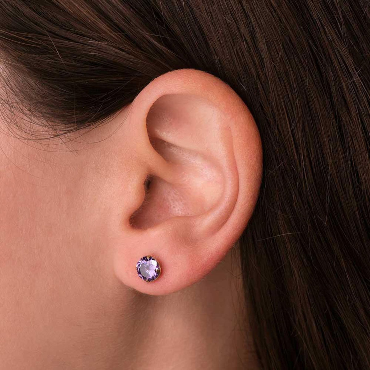 L'ATELIER D'AZUR Boucles d'Oreilles Or 18 Carats 750 Jaune - Zirconiums Améthyste