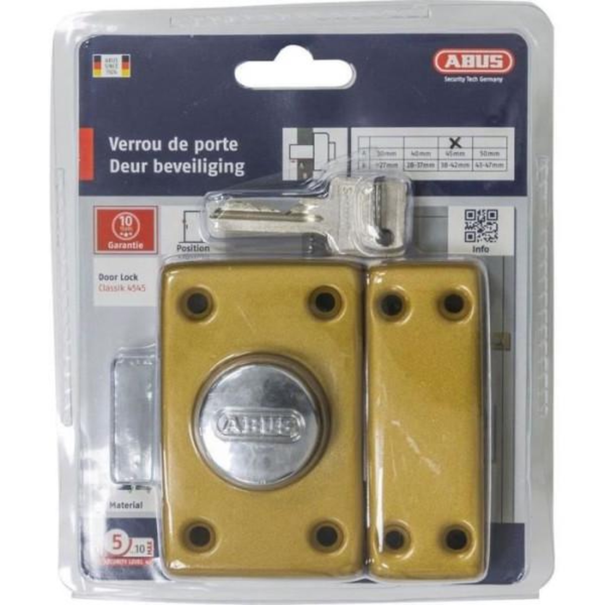 ABUS Verrou - abus - clk cb 45 b ek - coffre, gâche et pene en acier - cylindre en laiton - finition avec visserie