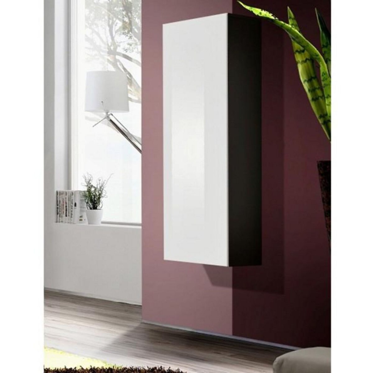 Paris Prix Vitrine Murale Design  Fly I  126cm Blanc & Noir